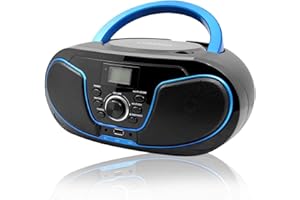 LONPOO Lecteur CD avec Bluetooth, LP-D02 Radio FM Portable Stéréo avec Son Cristallin, Lecture MP3, Entrée USB et AUX, Prise Casque, Ecran LCD