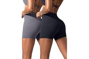 VOENXE Short Sport Femme Anti Frottemen, Short Cycliste Femme sans Couture, Confortable Legging Court Yoga, Elastique Fille Culotte Fitness, Douce Boxer sous Jupe, Lot De 2