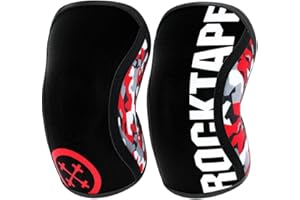 Rocktape Knee Sleeves, 2-Pack, Competition Grade, 5mm or 7mm Thickness, Compression Neoprene, Extra Long for VMO Support, Assassins