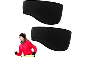 GWAWG Winter Headband Ear Warmer - 2 Pack Warm Cozy Fleece Stretchy Ear Muff with Full Cover for Outdoor Sports, Running, Hiking, Cycling, Tennis, Jogging