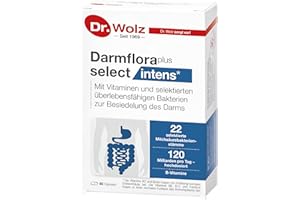 ‎DR. WOLZ Dr. Wolz Darmflora plus select intens - 80 Kapseln - hochdosiert - Vitamine - 22 Milchsäurebakterien-Stämme - 120 Milliarden Bakterienkulturen pro Tag