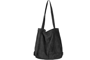 Etercycle Umhängetasche Damen Grosse Kapazität Cord Schultertasche Retro Handtasche für Alltag, Büro, Schulausflug und Einkauf (Schwarz)