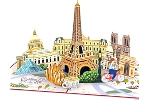 papercrush® Pop up biglietto Parigi – Biglietto d'auguri compleanno 3D, Carta regalo romantica per viaggio sorpresa per donna (fidanzata, moglie), Buono regalo anniversario per lei per fidanzamento