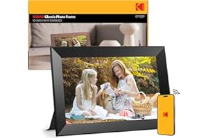 KODAK Cornice digitale WIFI 10.1 Pollici, IPS Touch Screen, condividi foto e video tramite e-mail e APP, portafoto digitale con Auto-rotazione, Calendario, Sveglia, tempo metereologico