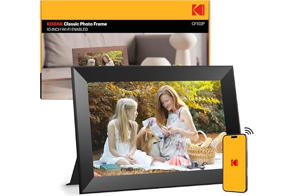 Cadre Photo numérique WiFi, Kodak 10.1 Pouces Cadre Photo électronique avec 32 Go de Stockage, partagez instantanément des Clips vidéo et Photos Via l'application, Rotation Automatique