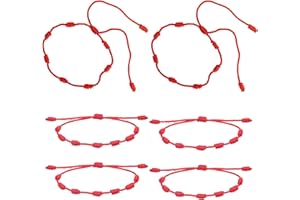 VNDKGN 6Pcs Red String Bracelet,7 Knot Design String Protection Lucky Bracelets for Women Mens Handmade Woven Unisex Adjustable Thread Wristbands Girls Boys Family Amulet Birthday Gift Comfortably Durability