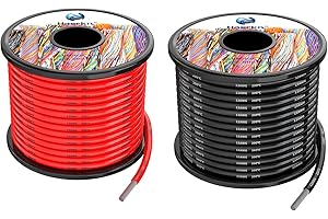 HAERKN 3.3mm² 12awg Silicone Electrical wire Cable 20Meters [Black 10Meters Red 10Meters] 12 Gauge Separete wire Hook Up oxygen free Stranded Tinned copper wire High Temperature Resistance Spool