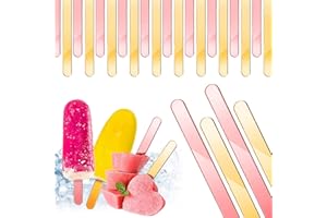 PRO-NOKE 80pcs Reusable Acrylic Cakesicle Popsicle Sticks Mirror Lolly Sticks Ice Cream Sticks for Candy Ice Creamsicle DIY Crafts Party Favors (Pink+Gold)