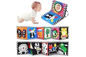 JoyPlus Juguetes Bebes 0-12 Meses, Juguetes Sensoriales de Alto Contraste en Blanco y Negro,Libro para Bebés en Blanco y Negro,Libro de Tela Suave de Doble Cara para Recién Nacido(Animales de Colores)
