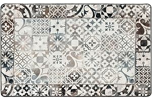 REDS - Tappeto NUVOLA in microfibra, antiscivolo per bagno, camera e cucina - Lavabile in lavatrice - Disponibile in diverse fantasie e colori - 50x80 cm Piastrelle Marroni