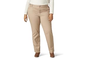 Lee Damskie spodnie Plus Size Wrinkle Free Relaxed Fit Straight Leg Pant, Flax, 26W Petite