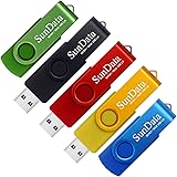 SunData Chiavetta USB 16GB 5 Pezzi PenDrive Girevole USB2.0 Flash Drive Thumb Drive Memoria Stick per Archiviazione Dati con 
