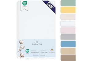 Barbons Drap Housse pour lit de bébé 60x120 / 70x140 lit d'enfant - 100% Coton Jersey Oeko-TEX Standard 100 certifié Draps de lit pour lit de Bebe Matelas - Blanc Lot de 2