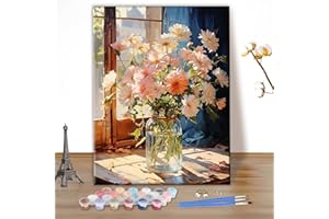 MEIYUDA Dipingere con i Numeri Adulti Fiori del Mattino, fai da te Paint by Numbers Quadri da Dipingere Numerat, Pittura a Olio Kit, Pittura Adulti Decora la Casa Regalo 30x40cm(Senza Cornice)