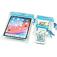 YUMQUA Waterproof Bag, Waterproof Pouch Dry Bag for Document Map Camera Tablet Phone Holder, Set of 3, Blue