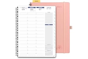 ‎POPRUN POPRUN Kalender 2024 Wochenplaner 28.5 x 22.2 cm - auf Deutsch - Terminplaner A4 Ringbuch mit 15-Minuten-Intervall und Vertikalem Wochenlayout, 100 GSM FSC®-Zertifiziertem Papier - Zartrosa