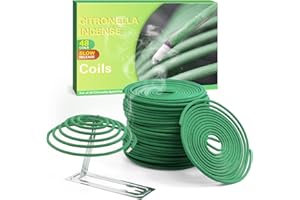 ‎SCENT-HI Citronella Incense Spiral, Lemongrass Coils for Indoor and Outdoor Use, Garden, Balconies, Patios, 48 Spirals (24 x 2) with Incense Holder