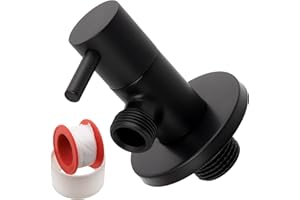 AERZETIX - C74966 - Robinet d'arrêt équerre 1/2"x3/8" avec rosace et joint PTFE - en laiton - finition noircie - vanne l'eau potable sanitaire raccord lavabo salle de bain cuisine