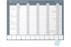 Financial Year Wall Planner 2026 2027 A2 Folded Calendar 42 x 59.4cm Non Laminated Fiscal Planning Chart by Clear Mind Concepts®