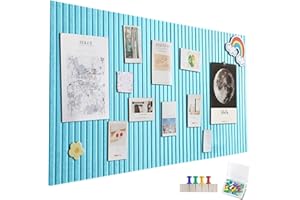 EUBSWA Bacheca Grande Autoadesiva 120x90 cm - 12 Pezzi Bacheca Decorativa in Feltro 30x30cm per bacheca fotografica, vision board, bacheca sughero, Decorazione Parete fotomuro, bacheca sughero, Blu Mare