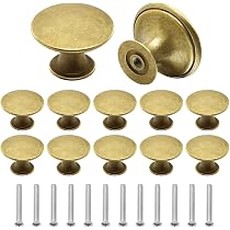 KUMGROT Lot De 2 Boutons De Tiroir Dorés – Laiton Brossé – Diamètre 28 Mm – Modernes