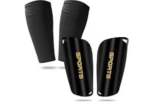 CTRUNIT Football Shin Guards for Kids Youth Adults, Soccer Shin Guards Pads with High Elastic Non-Slip Sleeves, Optimized Insert Pocket, EVA Cushion Reduce hit & Injuries, Ankle and Leg Calf Protection