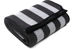 ACUSHLA Merino Wool Blanket - Warm, Thick, Washable, 87" x 63" Large Throw for Outdoors, Camping,Couch, Bed, Travel - Super Soft Wool Blanket- Grey Stripe