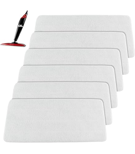 Set van 6 pads voor Vileda Steam XXL/PLUS XXL stoomreiniger, herbruikbare vervangende hoes, Power Pad, reservehoezen voor Vileda Steam Plus XXL stoomreiniger, wasbare reservehoezen, wit