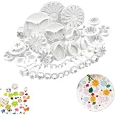 33 Pieces Flower Fondant Molds Clay Cutters Set | Flower Cookie Cutter Butterflies Stars Heart Shape Leaves for Decorating