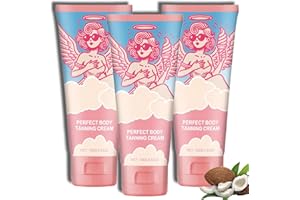 JIANGSHAN Tanning Accelerator Cream Gel | Natural Bronzing Lotion with Coconut Oil & Carrot Extract | Water-Resistant for Sunbeds & Holidays | Hydrating Fast Tan Enhancer, Vegan & Non-Sticky Formula (3pc)