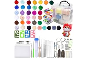 Mayboos Nadelfilz-Anfänger-Set, Nadelfilz-Set mit Anleitung, Filznadeln, Schaumstoffmatte und DIY-Nadelfilzzubehör für Urlaub, Festival, Geburtstag, Handwerk, handgefertigtes Geschenk