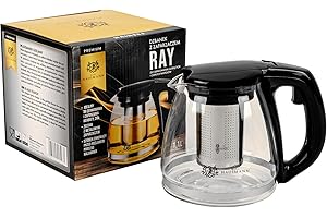 KARL HAUSMANN Teiera in Vetro con Infusore - 1.1L - Tisaniera Infusiera con Filtro - Bollitore da Cucina - Colino in Acciaio Inox 304 - Caraffa per Tisane, Sfuso, Caffè