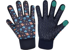 AOTOW Guanti invernali termici per bambini, con touch screen, caldi, per bambini, invernali, per bambini, caldi, antivento, antiscivolo, in pile, per 6-12 giovani e ragazze