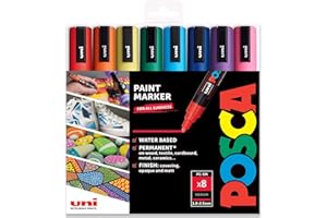 Posca - PC-5M - Paint Marker Art Pens - 1.8-2.5mm - Essential Colours Set of 8 in Gift Box