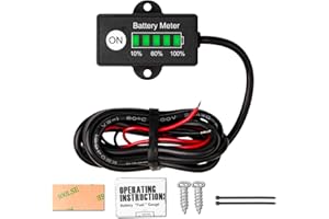 NInE-ROnG Mini LED Battery Indicator DC 12V to 24V Battery Fuel Gauges for Golf Cart,Fork Lifts and Battery-Powered Equipment (LiFePO4 Storage Battery)