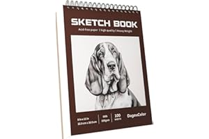 DagouColor Skizzenbuch, 1 Pack, 100 Blatt (200 Seiten) Säurefreies Zeichenpapier, 100GSM Spirale Skizzenpad für Anfänger Künstler Erwachsene Kinder, 22.9CM X 30.5CM