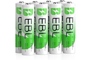 EBL akumulatorek Ni-MH, rozmiar micro AAA, 1100 mAh, 1,2 V, niski poziom samorozładowania, 8 sztuk