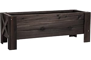 Outsunny Jardinière sur Pieds bac à Fleurs dim. 100L x 36l x 36H cm Inserts d'irrigation Inclus Bois Massif Sapin traité