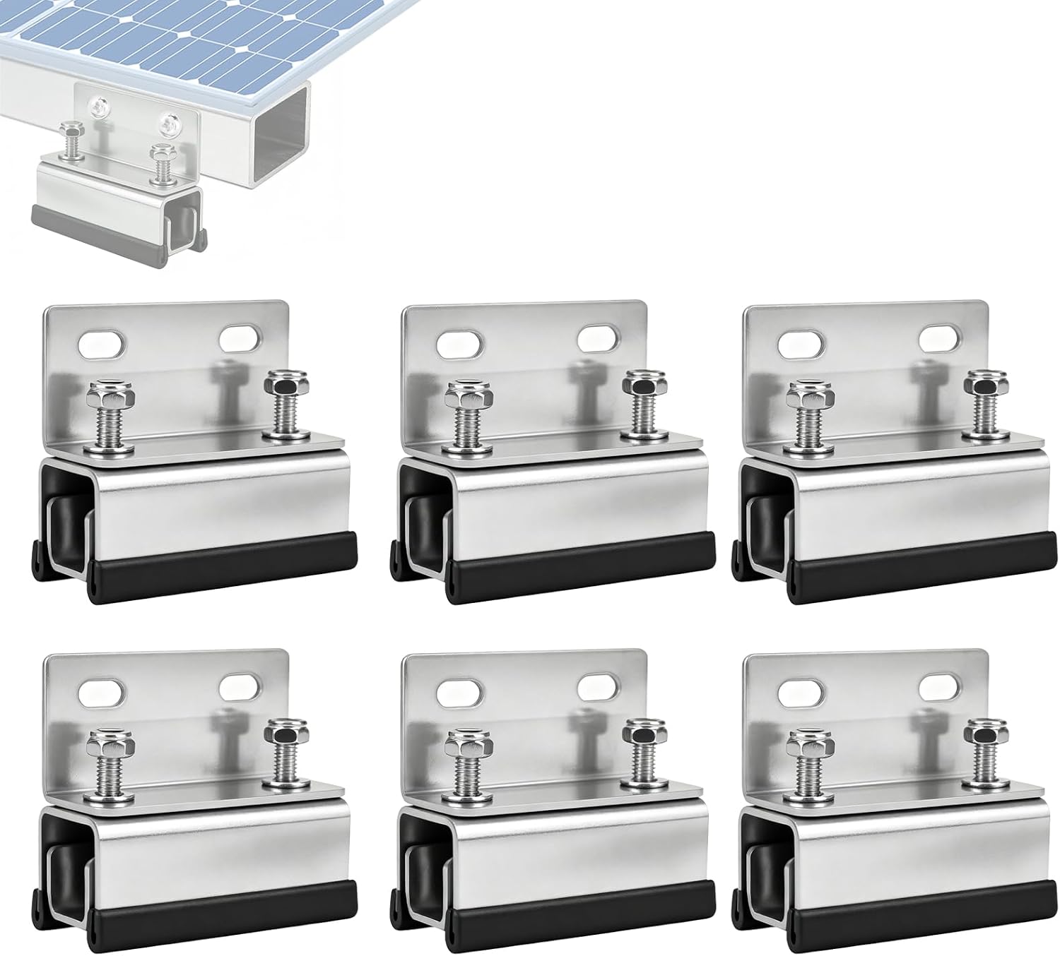 6pcs Van Roof Rack Mount Kit, 304 Stainless Steel Brackets, Compatible with ProMaster/Boxer/Ducato/Jumper Vans, Roof Mount Kit for RV Solar Panels