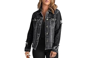 Necooer Denim Denim Jacket Distressed Authentics Women's Denim Jacket