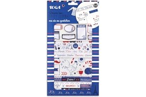 TOGA DRAEGER PARIS 1886 Kit di Decorazione Bullet Journal, Carta, Frenchy – Blu/Bianco/Rosso, taglia unica