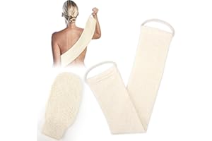 Goldoars Spazzola Schiena Doccia Guanto Esfoliante Fibra di Bambù per Lavare la Massaggi da Bagno Maschili E Femminili 2 Pezzi (Crema)
