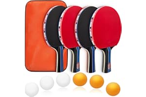 Baozun Ensemble de Raquettes de Ping-Pong de Table avec 2 Raquettes de Ping-Pong, 3 Balles, Filet de Ping-Pong Extensible et Sac