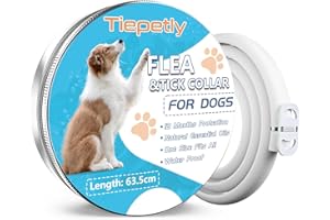TIEPETLY Collare Cane Antiparassitario, Naturali Collare Antipulci e Zecche per Cani, 12 Mesi di Protezione Impermeabile, 63.5cm Regolabile (1pack)