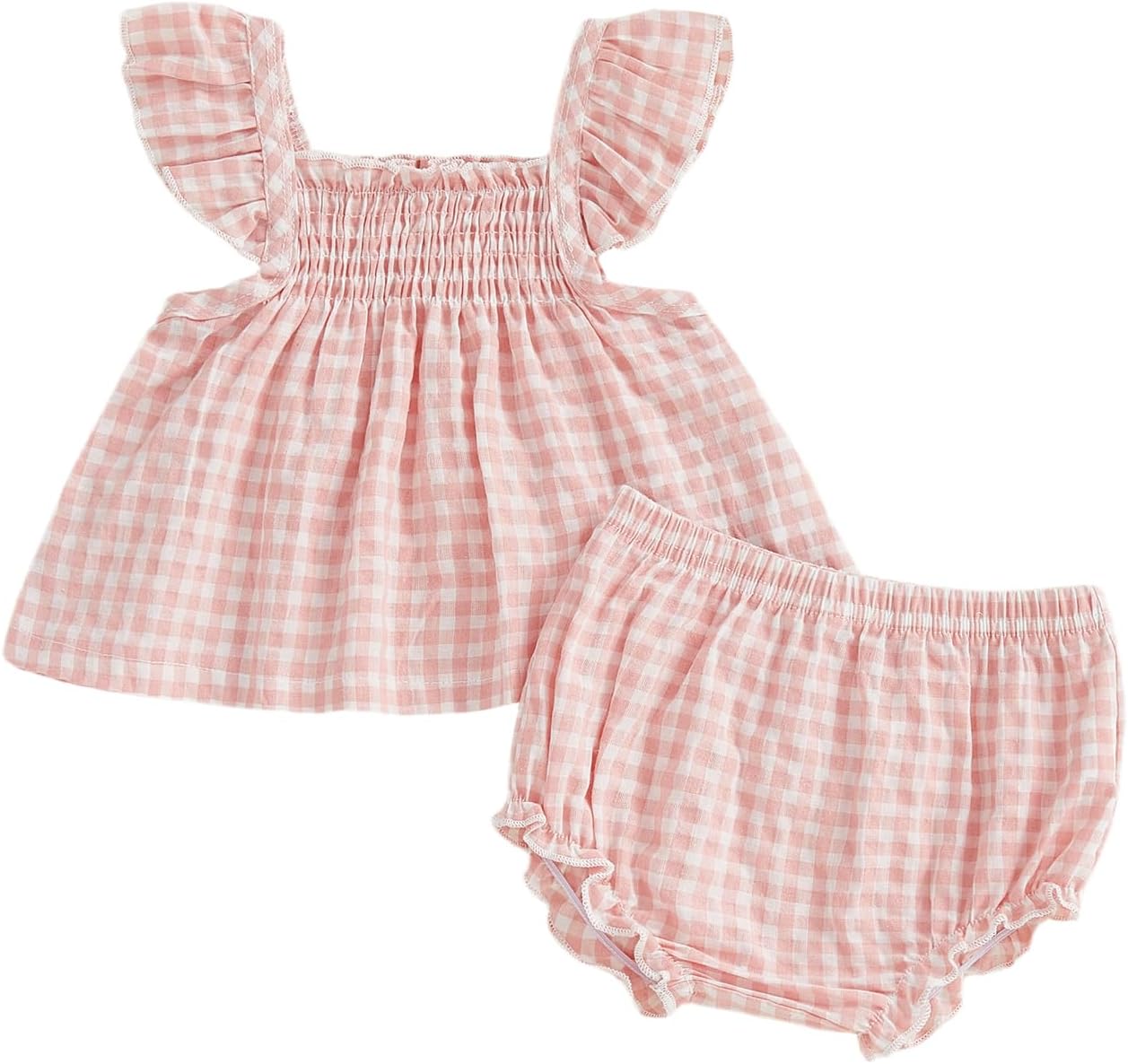 Conjunto de ropa de verano para bebé niña, camisa de manga con volantes y pantalones cortos, conjunto de 2 piezas