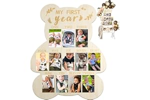 VinBee 1st Birthday Keepsake 41 * 33cm My First Year Baby Photo Frame - New Born Baby Gift for New Mums and Dads- New Born Keepsake 12 Months Multi Picture Display Kit Gift