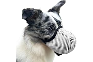 DIKETONE Bozal Anti Ingestas,Bozal Perro,Evitar Que Masticar/Alimentar/Morder Bozal para Perros Pequeños,Ajustable Reflectante Transpirable Bozales para Perros Grandes (Grey, S)