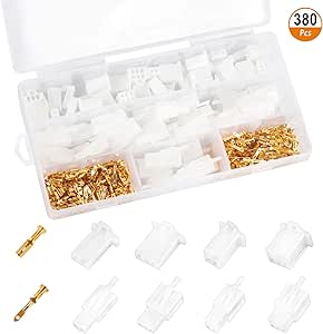 380 Stück Flachsteckhülsen Flachstecker Set 2 3 4 6 Polig Kabel Steckverbinder Kabelschuhe Männlich &amp; Weiblich Anschlussklemmen mit Aufbewahrungsbox für Kfz Auto Motorrad