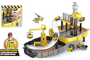 Brigamo Baumeister - Set da gioco apribile con gru e due cantieri, in pratica valigetta degli attrezzi, zaino per chiudere e riporre i giocattoli