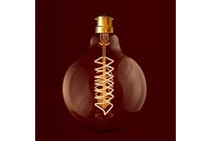 William & Watson B22 Edison Vintage XL - M Globe Spiral Light Bulb, 40W Bayonet Fitting (Globe XL (G125))